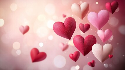 Floating hearts create a dreamy atmosphere for a romantic celebration, capturing the essence of love and affection in a soft, pastel environment