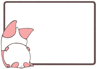 Frame with an illustration of a baby panda that has fallen and turned upside down (red)