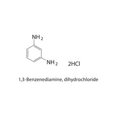 Fototapeta premium 1,3-Benzenediamine, dihydrochloride skeletal structure.Diamine compound schematic illustration. Simple diagram, chemical formula.