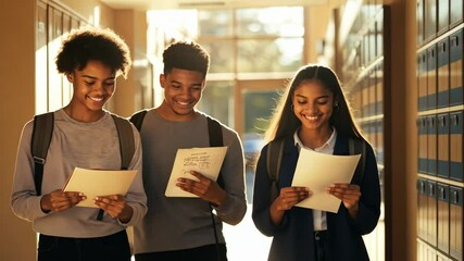 Collaborative Learning Moment in a Sunlit Hallway