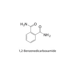 1,2-Benzenedicarboxamide skeletal structure.Carboxamide compound schematic illustration. Simple diagram, chemical formula.