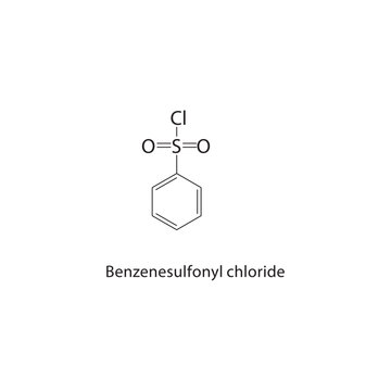 Benzenesulfonyl chloride skeletal structure.Sulfonyl Chloride compound schematic illustration. Simple diagram, chemical formula.