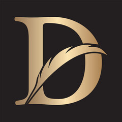 Feather Logo combine with letter D vector template