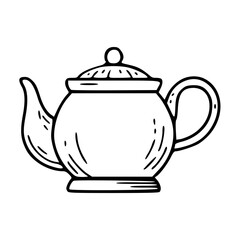 a line art drawing of a classic teapot