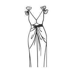 hand drawn sketch of a beautiful fashion dress