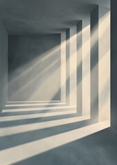 Obraz premium Empty room with a concrete floor and walls. the room appears to be empty, with no other objects or decorations in sight. the walls are painted in a light grey color, and the floor is made of concrete.