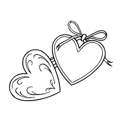 black and white drawing of a heart shaped pendant icon	