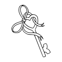 heart shaped key with ribbon vector illustration