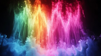 Abstract Colorful Ink Waterfall Rainbow Design