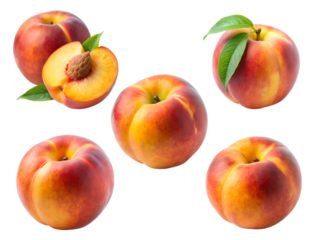 Set of peaches, a Set of peach fruit collections isolated