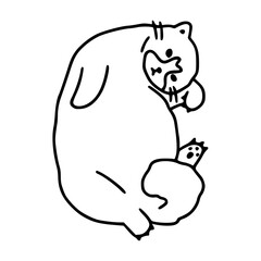 a black and white hand drawn funny cat for clipart