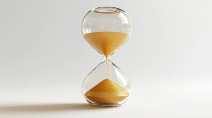 Golden Sand Hourglass on White Background