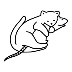 a black and white hand drawn funny cat for clipart