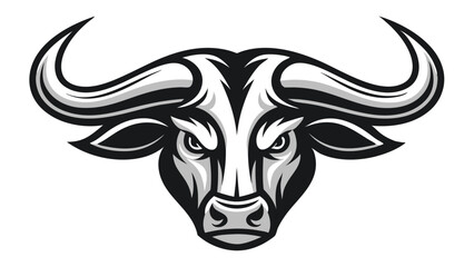 Bold and Modern Stylized Bull Logo in Black and White – Vector Illustration