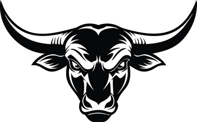 Bold and Modern Stylized Bull Logo in Black and White – Vector Illustration