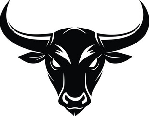 Bold and Modern Stylized Bull Logo in Black and White – Vector Illustration