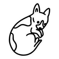 a black and white hand drawn of an adorable puppy in outline cartoon style