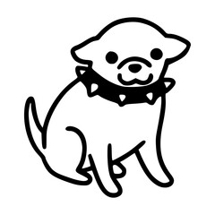 a black and white hand drawn of an adorable puppy in outline cartoon style