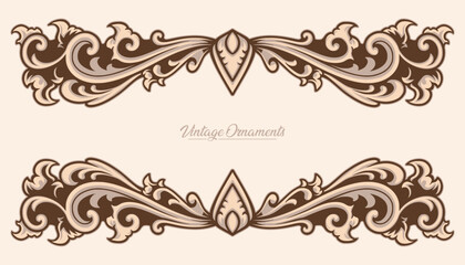 Naklejka premium Vintage border ornament vector in victorian style. pastel color