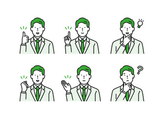 スーツを着た男性ジェスチャーセット