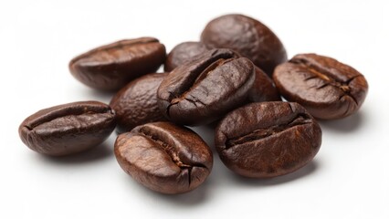 Roasted Coffee Beans on White Background