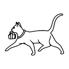 cat carrying gift box vector illustration