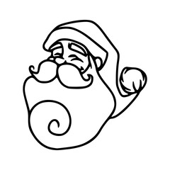 funny cartoon character of santa claus head in outline style