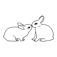 a line art drawing of a romantic rabbit design