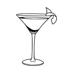 a line art drawing of a martini glass 