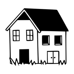 a line art drawing of a house for kids coloring pages