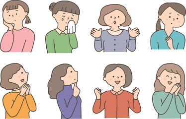 色々な表情の若い女性セット