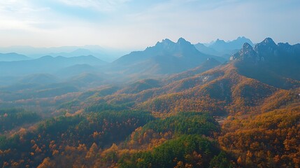 Fototapeta premium Autumn mountain range panorama view