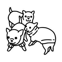 a black and white hand drawn of an adorable chihuahua puppy in pose