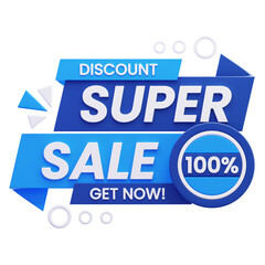 100 percent discount badge 3d icon illustration