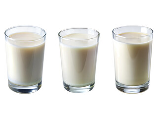 A glass of milk, Set of milk glasses, Glass of milk collections isolated