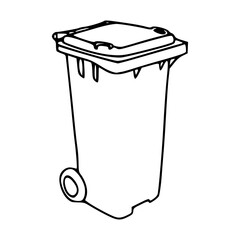 a black and white drawing of a trash can for coloring pages