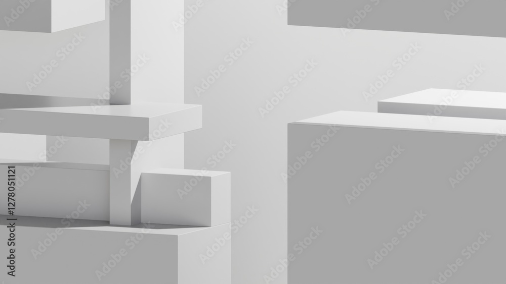 Leinwandbilder 3d rendering of block or cube geometric on white background