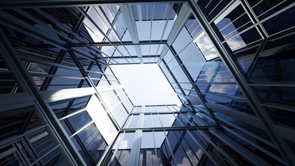 3d rendering of modern architecture, Skyscraper corporate office building with glass window.