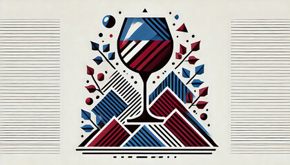 Modern Wine Glass Illustration with Abstract Elements