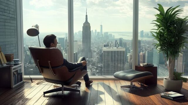 Manhattan Skyline View from Luxurious Apartment