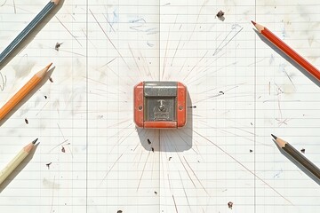 Vintage Sharpener on Graph Paper