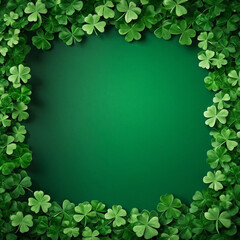 Green background with a border of fresh shamrocks. Perfect for St. Patrick’s Day, Irish-themed designs, and festive celebrations.