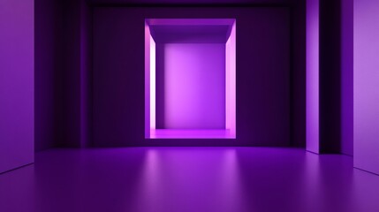 Fototapeta premium Futuristic 3D abstract square shape placed over a deep purple background.
