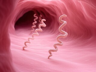 syphilis spirochetes embedded in the wall of a blood vessel. Syphilis bacteria