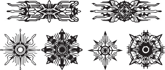 Set of elements for flat design, patterns, ornaments, mandalas. Hand drawn vector illustration