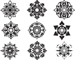 Set of elements for flat design, patterns, ornaments, mandalas. Hand drawn vector illustration