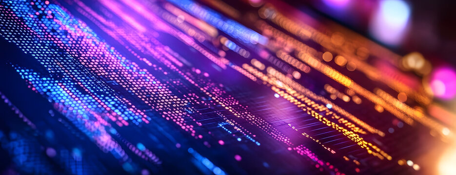 Coding script text on screen. Notebook closeup photo. Running Computer data programming.