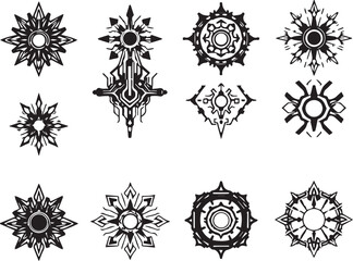 Set of elements for flat design, patterns, ornaments, mandalas. Hand drawn vector illustration