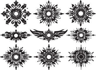 Set of elements for flat design, patterns, ornaments, mandalas. Hand drawn vector illustration