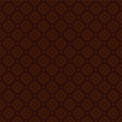 Vector seamless elegant dark brown pattern with ornamental curls and spirals. Luxury background, wallpaper or textile design.